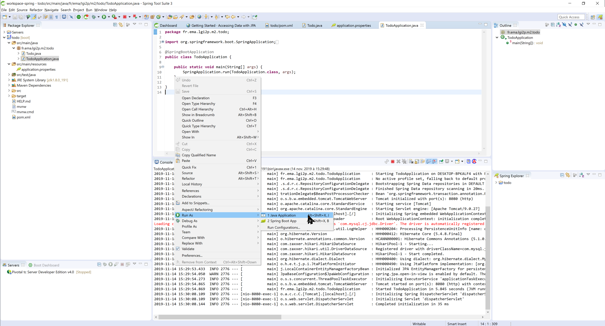Run As TodoApplication